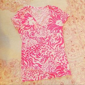 Lilly Pulitzer Pink Lion Knit Short Sleeve Top XS